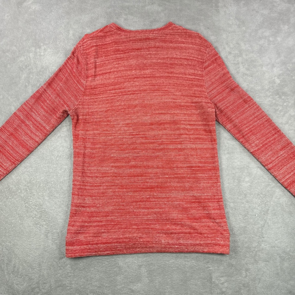 A.P.C. Long Sleeve Shirt Mens Large Red White Space Dye Melange Crew terry Cloth - Picture 3 of 10